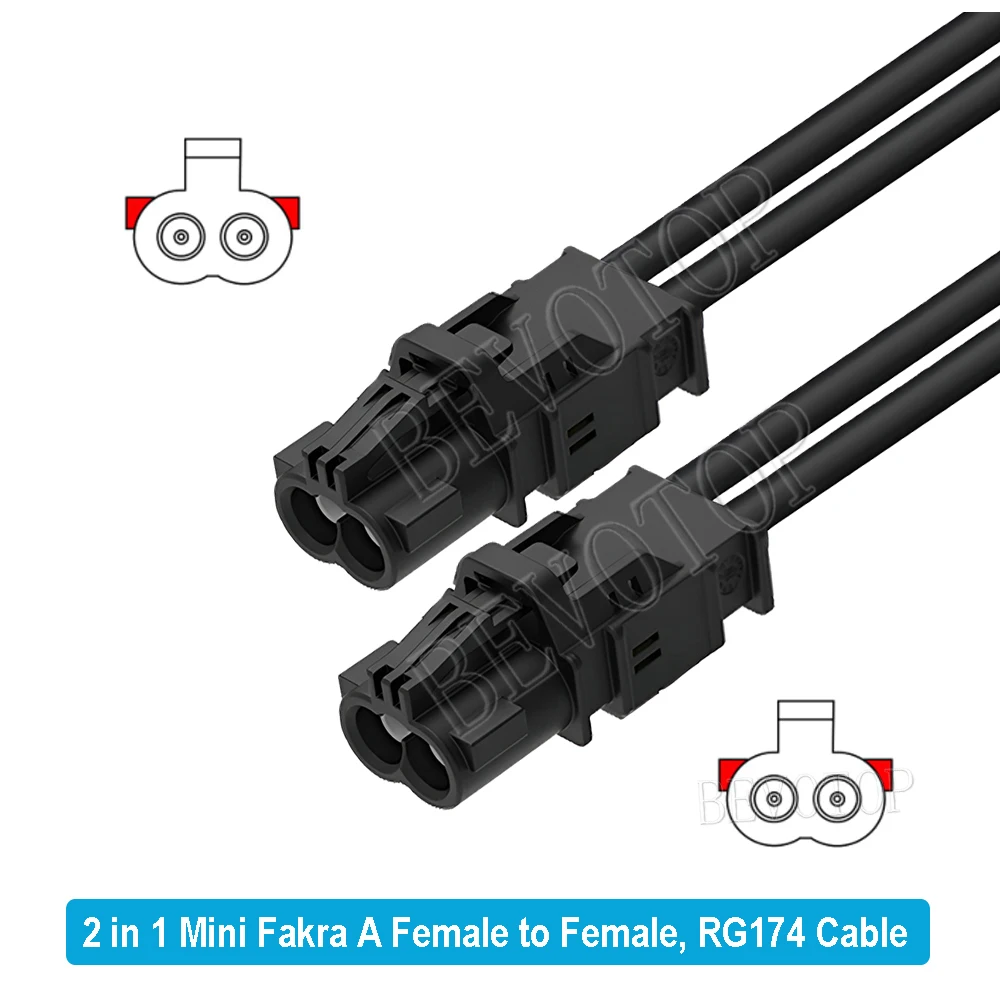 1PCS BEVOTOP RSBG Type 2 in 1 Dual Core Mini Fakra A Female to A Female Connector RG174 Cable Wire Harness
