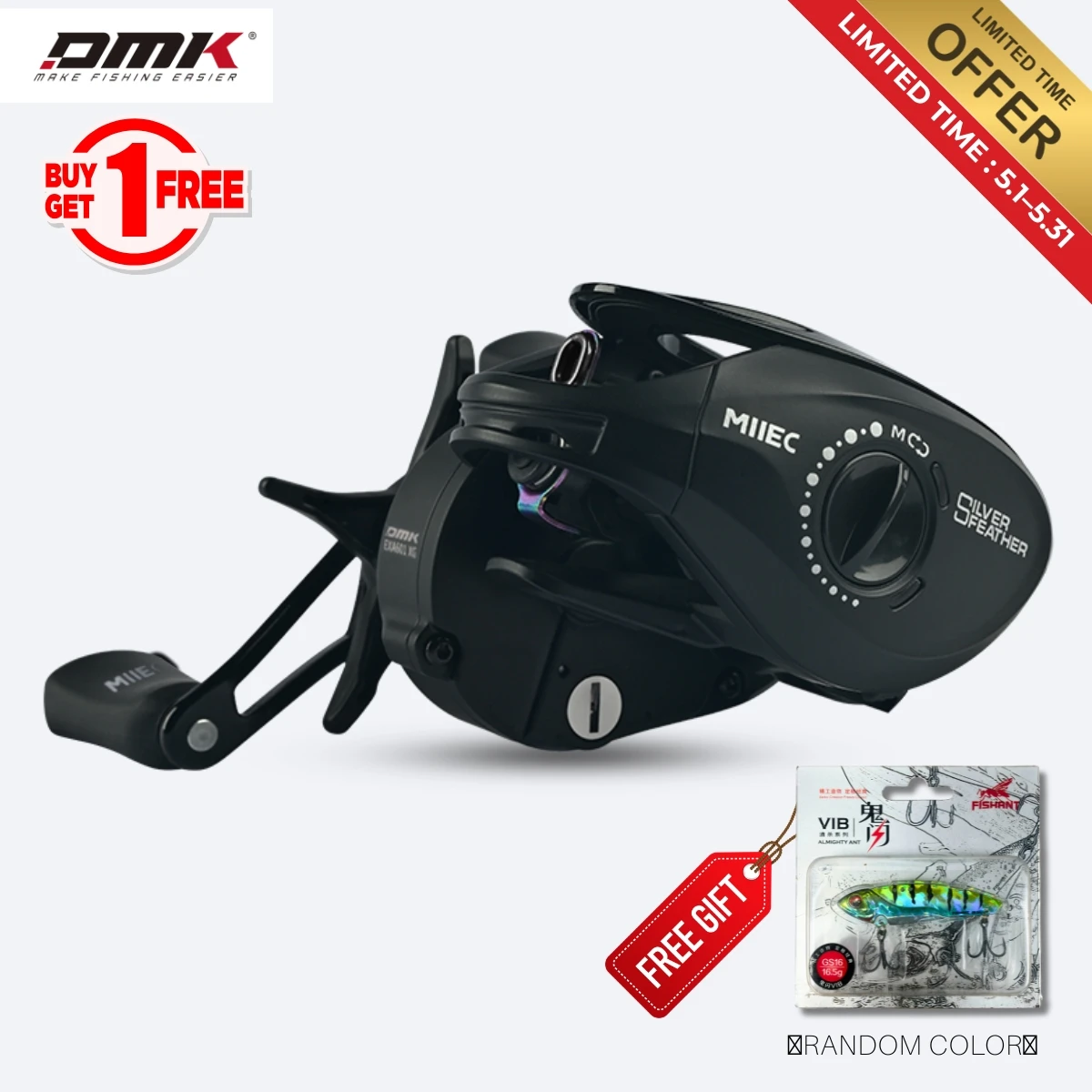 

DMK Silver Feather Changxiang PLUS 146g Baitcast Reel 8.5:1 11+1BB Intelligent casting reels Smart Fishing Reel for Bass