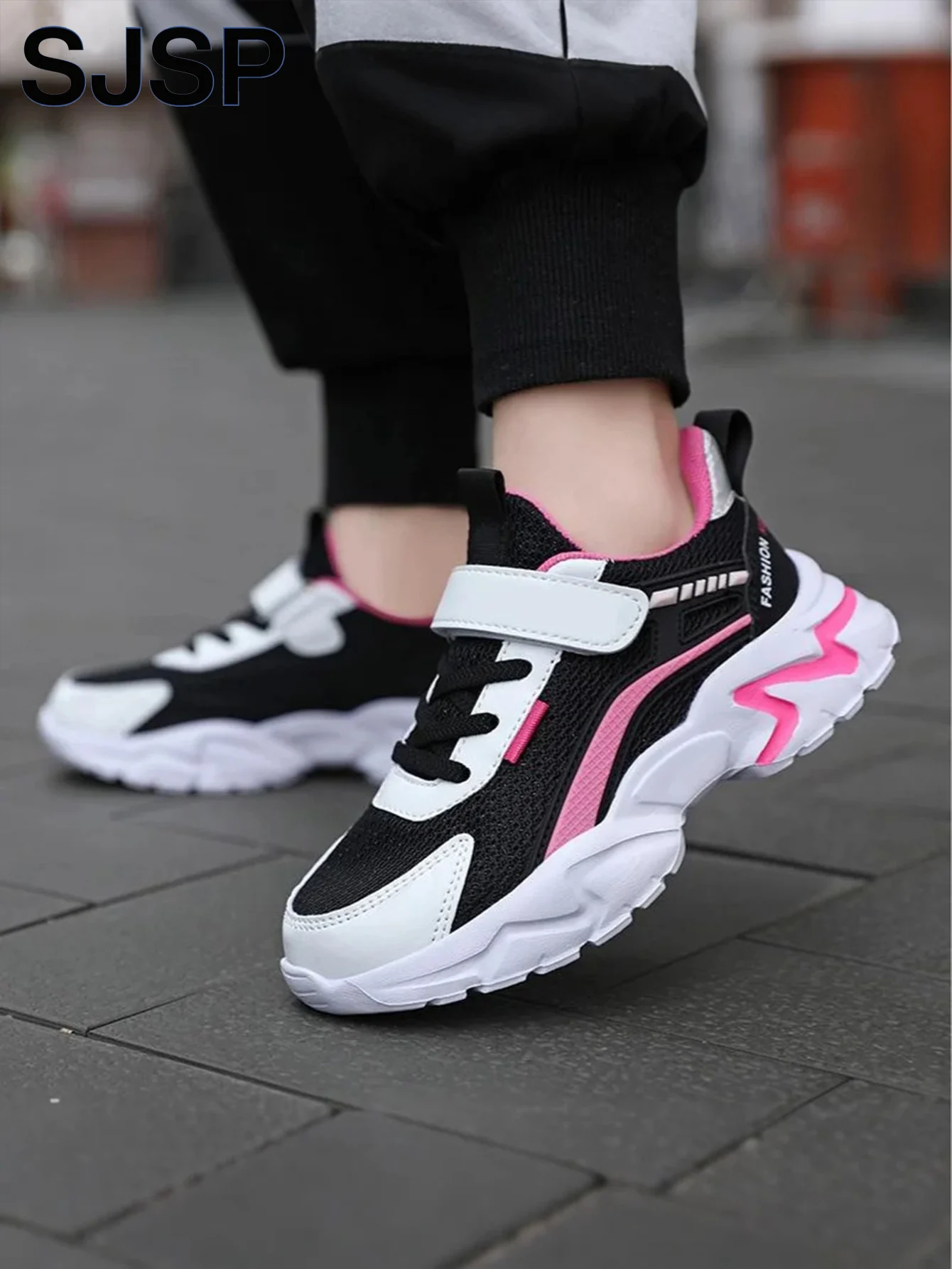 أحذية كاجوال للأطفال شبكية وردية قابلة للتنفس للفتيات، أحذية جري عصرية خفيفة الوزن للمراهقين الذين تتراوح أعمارهم بين 7-15، أحذية رياضية للأطفال الطلابية للفتيات #3