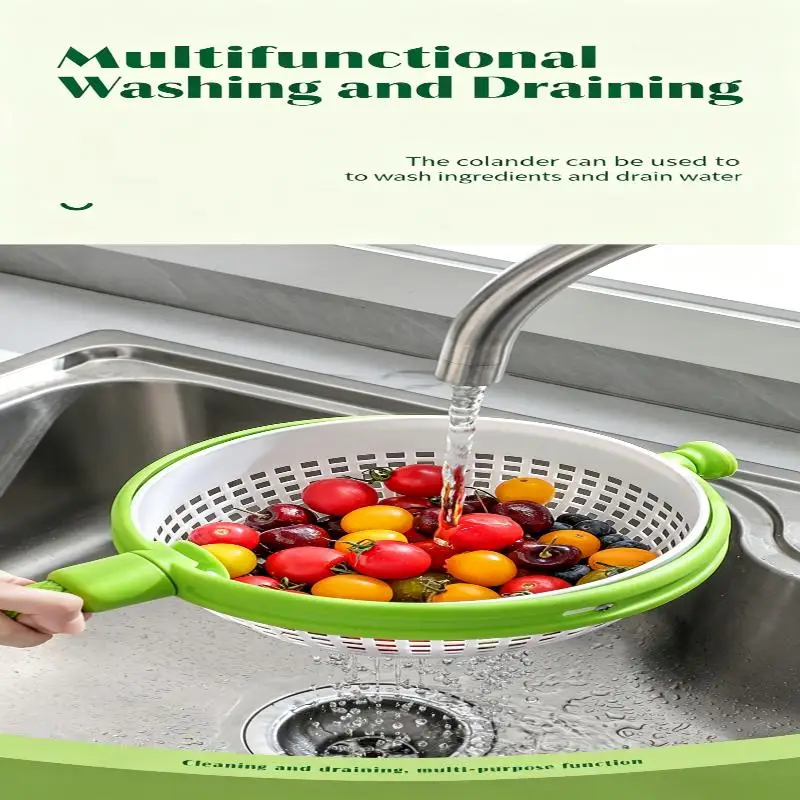 [MA]Collapsible Salad Spinner 3-in-1, 3Qt Space Saving Colander & Veggie Dryer, Dishwasher Safe Kitchen Gadget For Greens Fruits