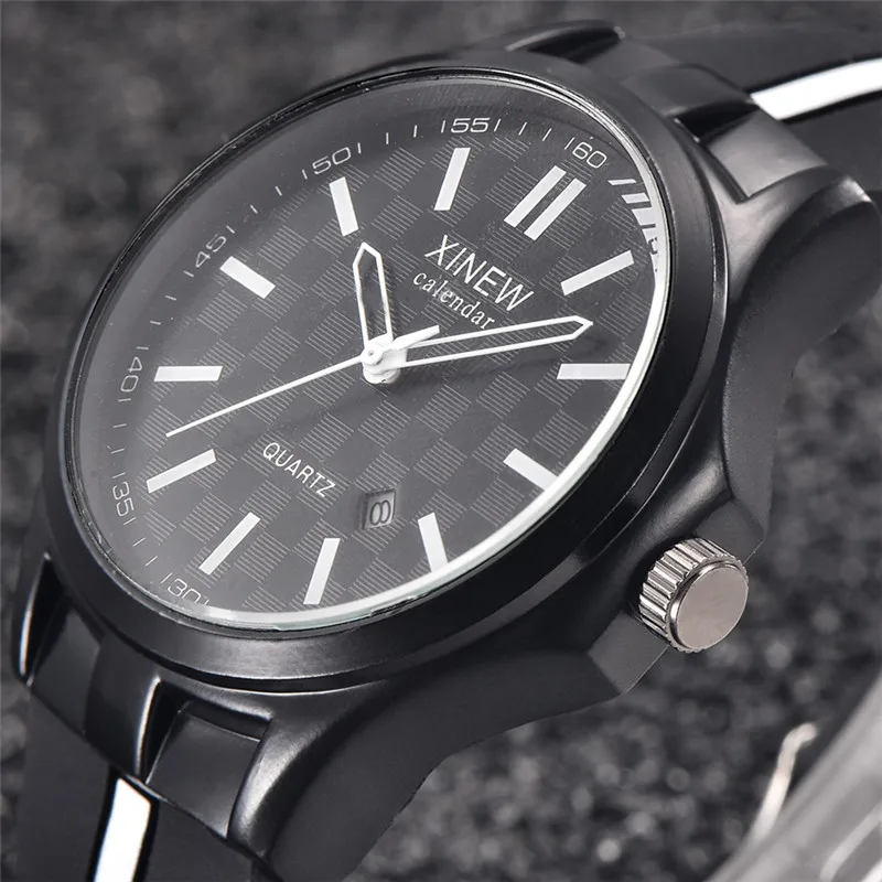 Relogio Masculino XINEW Brand Men Watches Students Boys Fashion Casual Rubber Band Date Quartz Watch Montre Homme Reloj Hombre