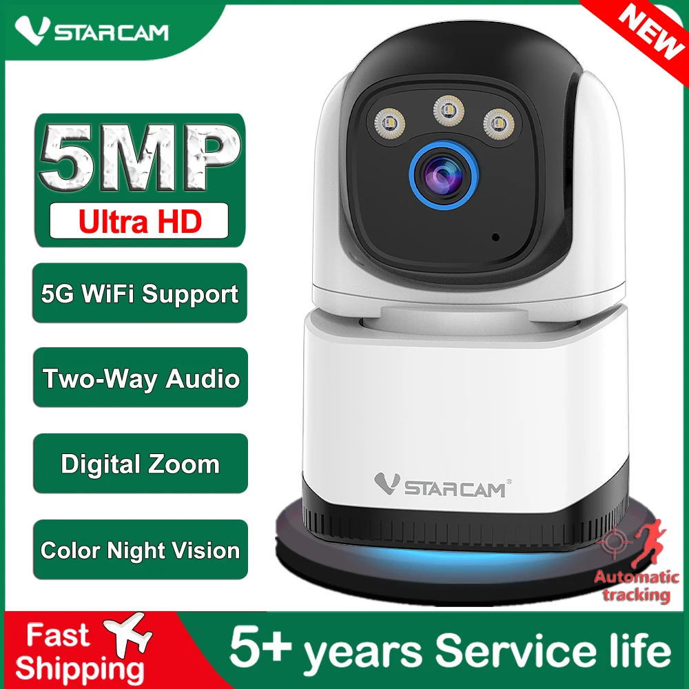 Vstarcam 5MP HD Indoor Smart 5/2.4GHz Dual-band WiFi IP Camera Security Home CCTV Surveillance Portable Motion Detection Camera