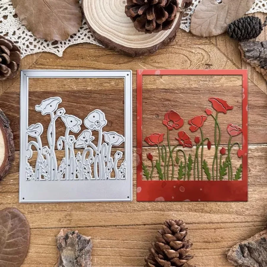 

Flowers Frame Dies Metal Die Cuts, Flowers Frame Cutting Dies Cut Stencils for DIY Scrapbooking Cards Photo Album Decorative Em