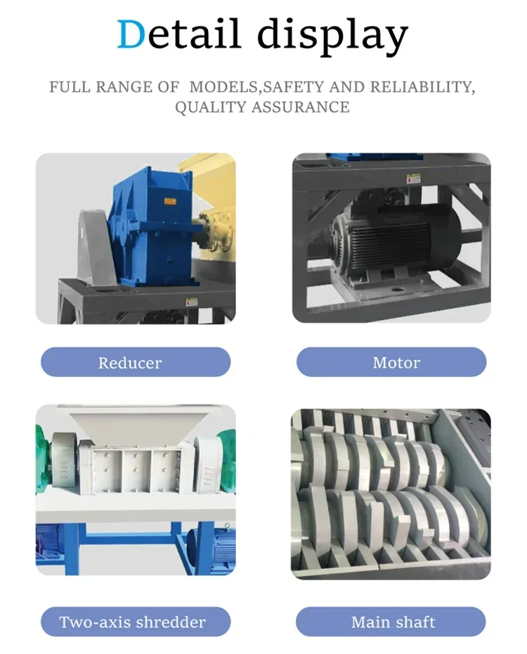 Triturador de eixo duplo, máquina trituradora, trituradores de pneus