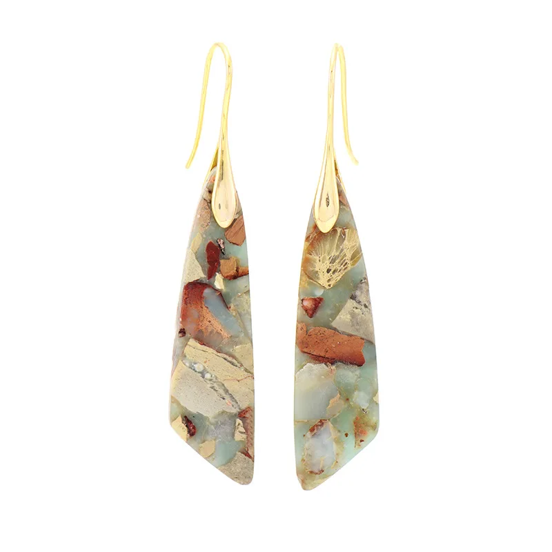 2Pcs/set New Bohemian Natural Emperor Stone Women\'s Earrings Popular Jewelry Accessories Wholesale