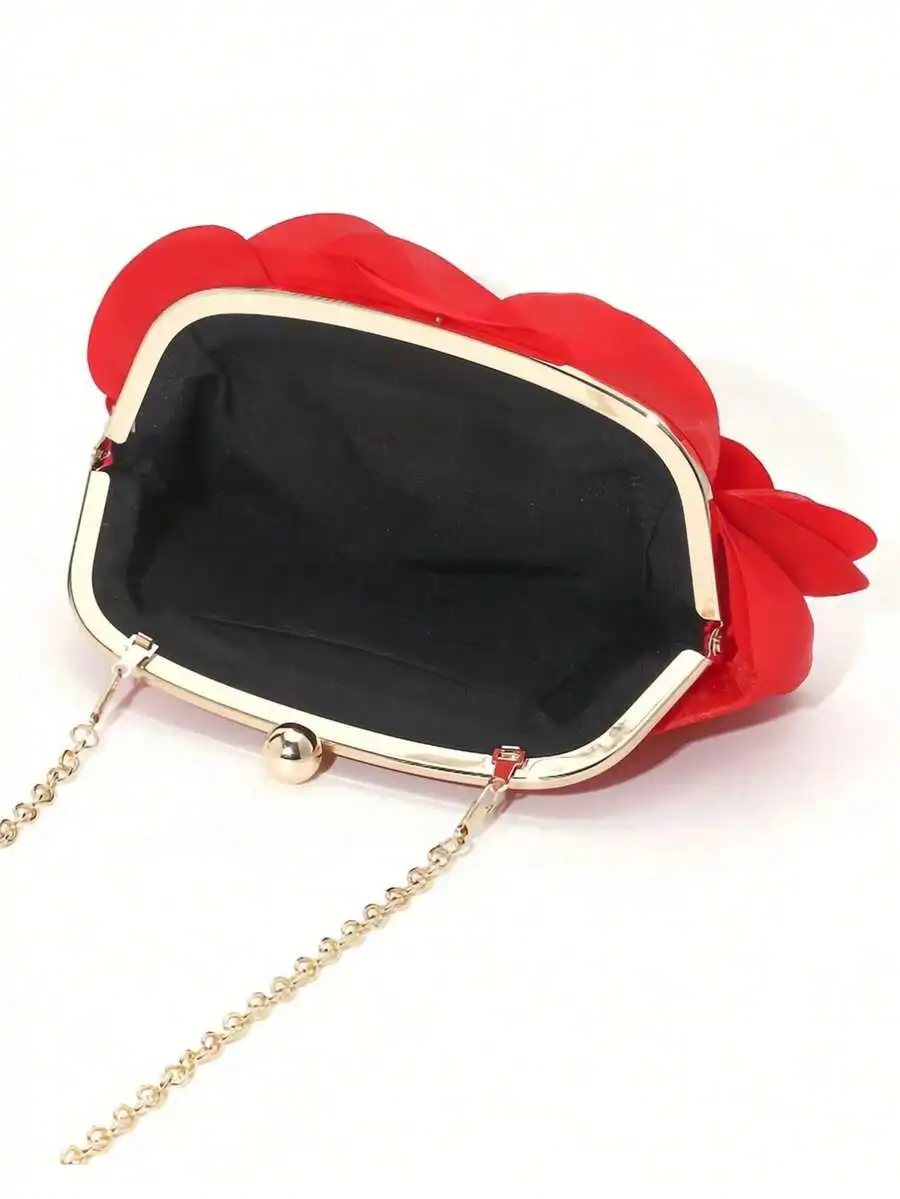 

Red Vintage Floral Silk Clutch Bag For Women Evening Party Wedding Prom