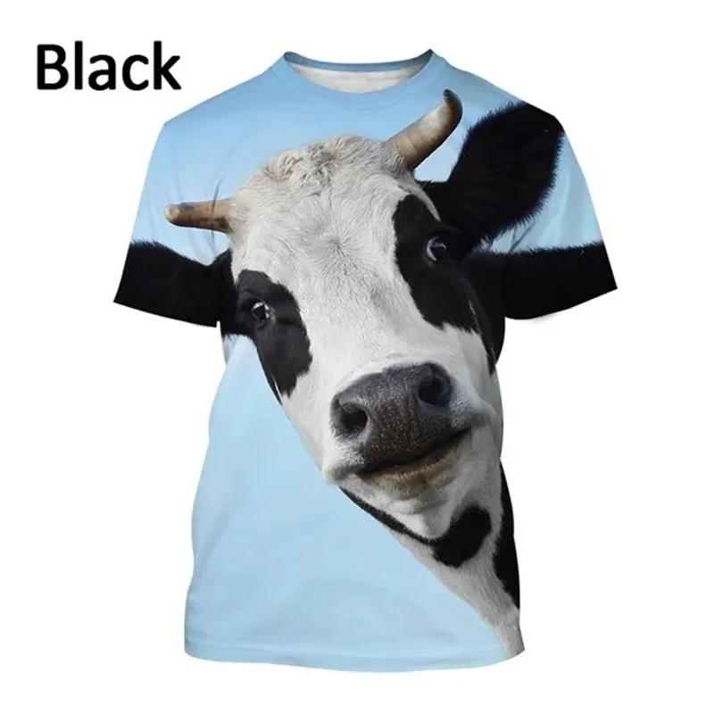 3D-Druck Kuh Tier T-Shirt für Männer Frauen lustige Retro-Muster T-Shirts Sommer lose Streetwear Tops O-Ausschnitt T-Shirts kurze Ärmel