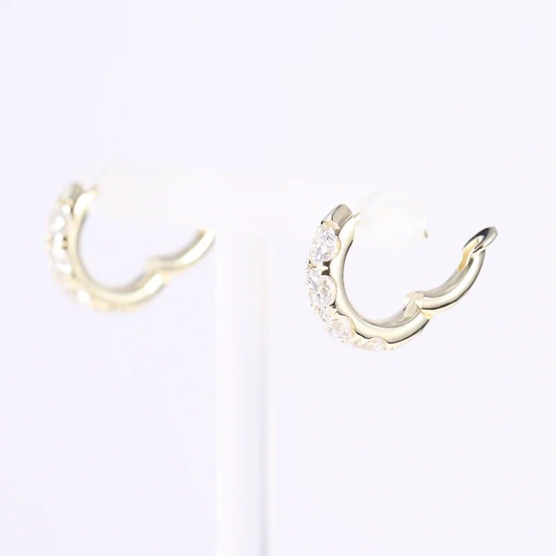 9K/14K/18K Yellow Gold Lab Created Diamond Drop Earrings VS/VVS Round Cut Lab Diamond Hoop Earrings Fashion Jewelry For Women - view 2