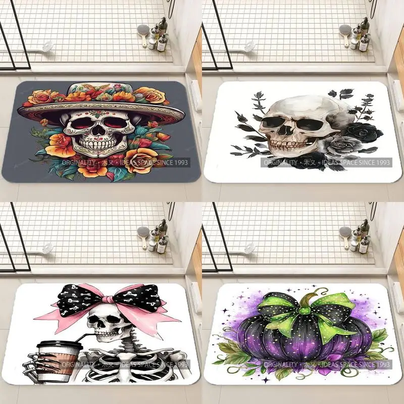 

Colorful Skull and Flowers Living Room Decoration Home Sofa Non-Slip Carpet Study Bedroom Tatami Children'S Soft Floor Mat