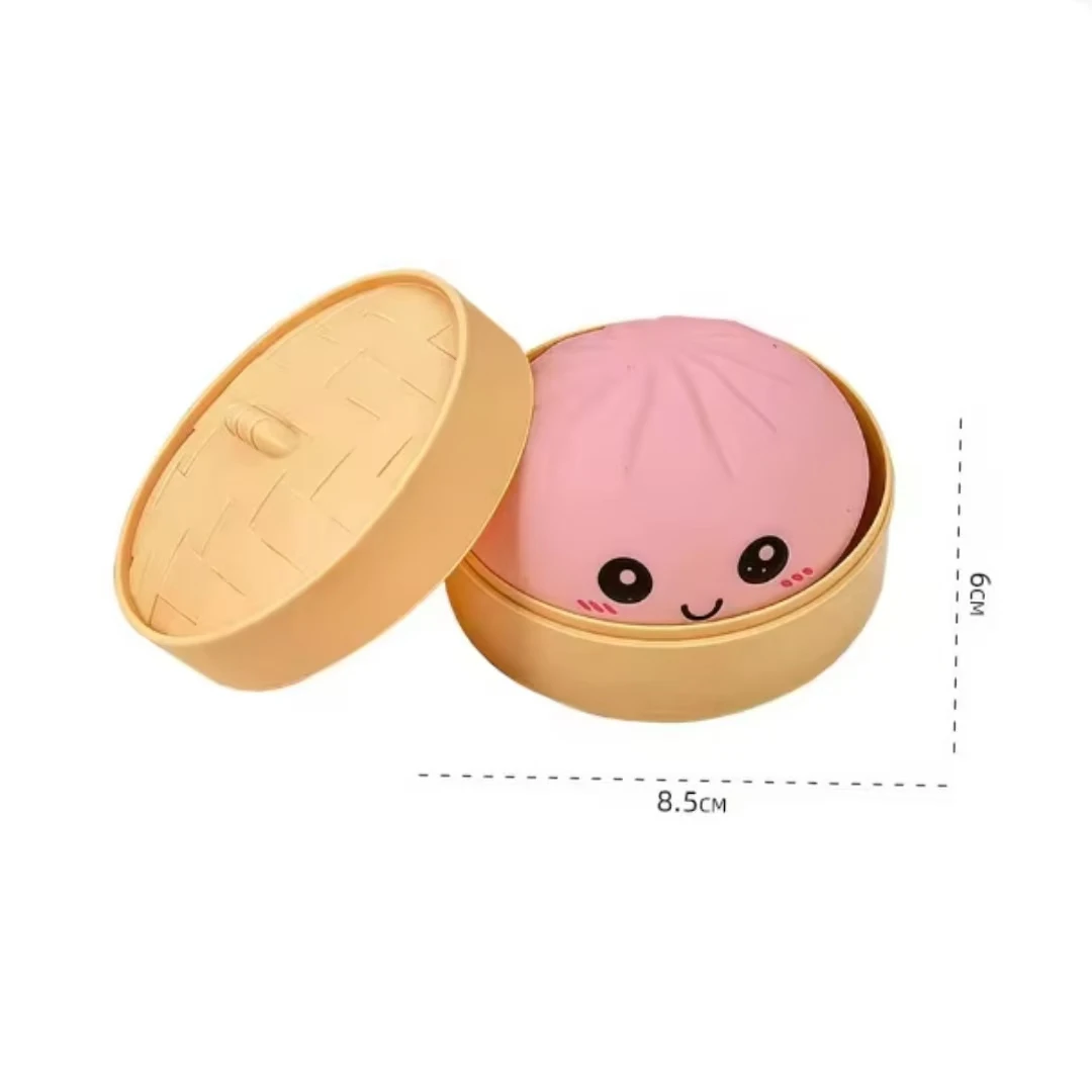 Simulatie Dumpling Squishy Rebound Zachte Knijp Stressbal Met Bamboe Stoommandje Anti-Stress Speelgoed Zintuiglijk Speelgoed Voor Creatief Cadeau