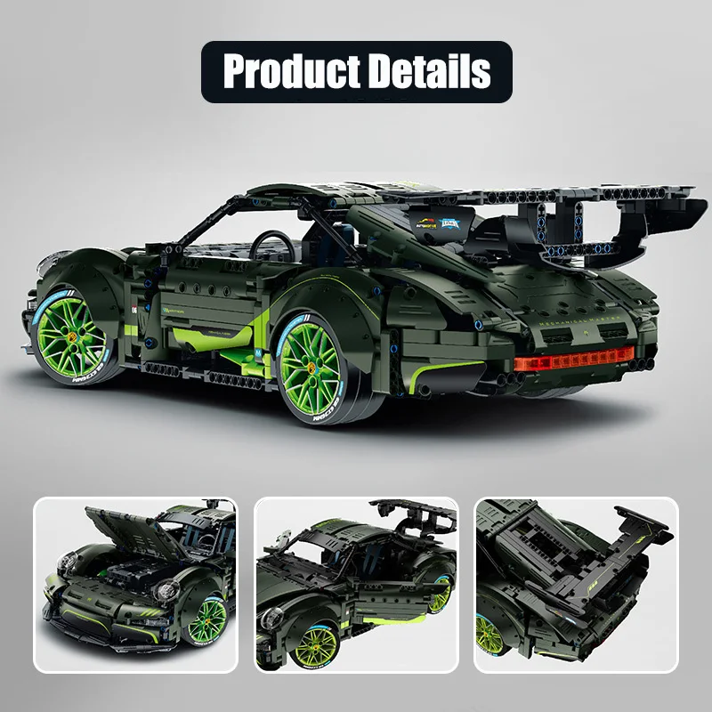 Technical 1:10 Speed Sports Car Building Blocks Hella Flush RSR Racing Vehicle Bricks Toys For Adult Kids Boy Christmas Gifts