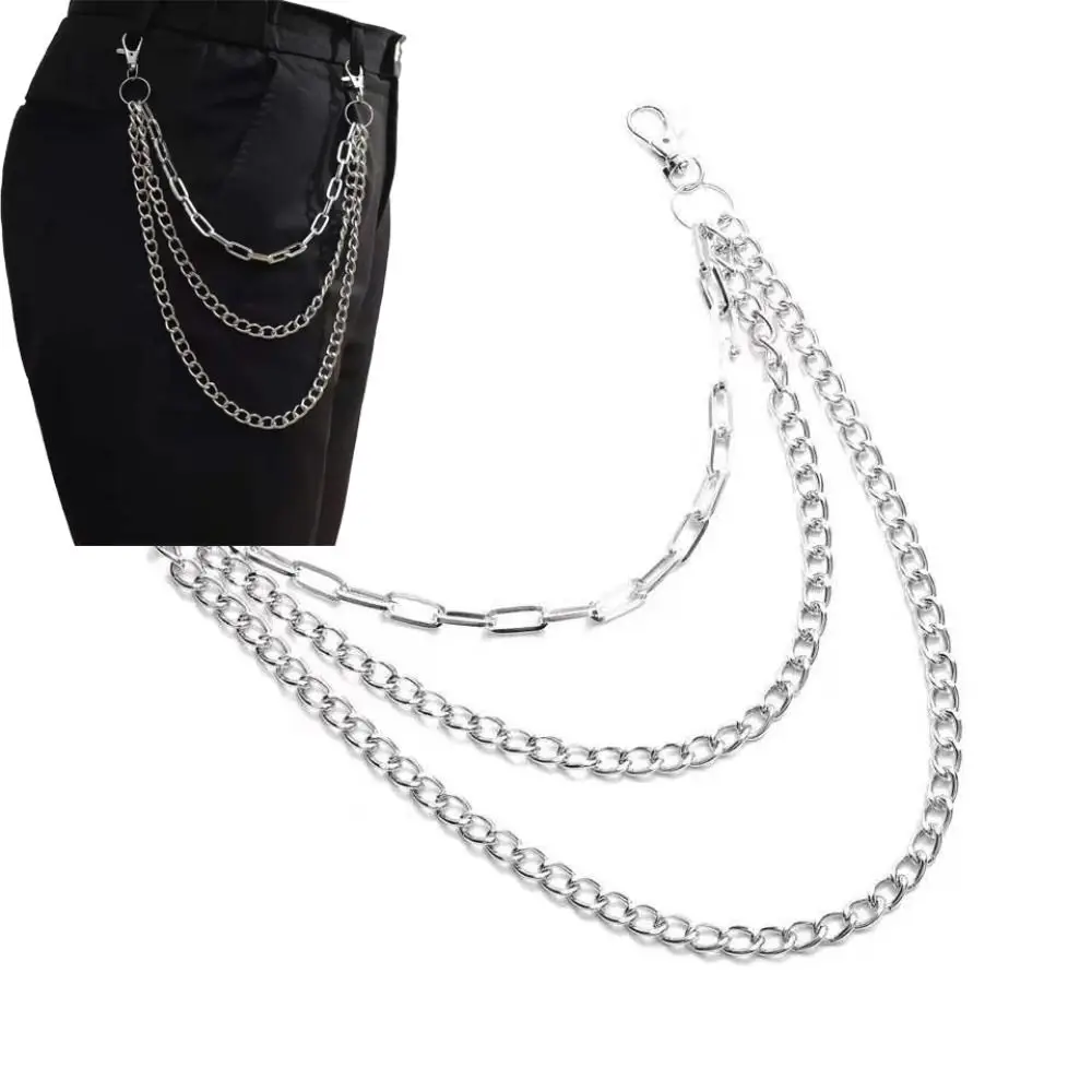 Sieraden Accessoire Gelaagde Punk Ketting Rock Unisex Metalen Ketting E Meisje Jongen Hipster Broek Riem Ketting Mannen Vrouwen Taille Sleutelhanger