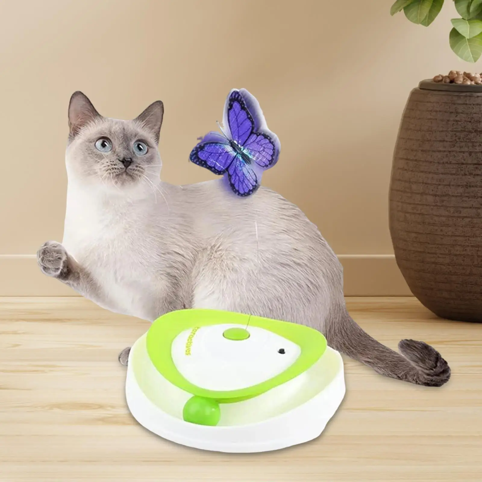Electronic Interactive Cat Toy Fluttering Butterfly Track Ball 2 in 1 Automatic Teaser for Exercise Indoor Cats Playing Kitten