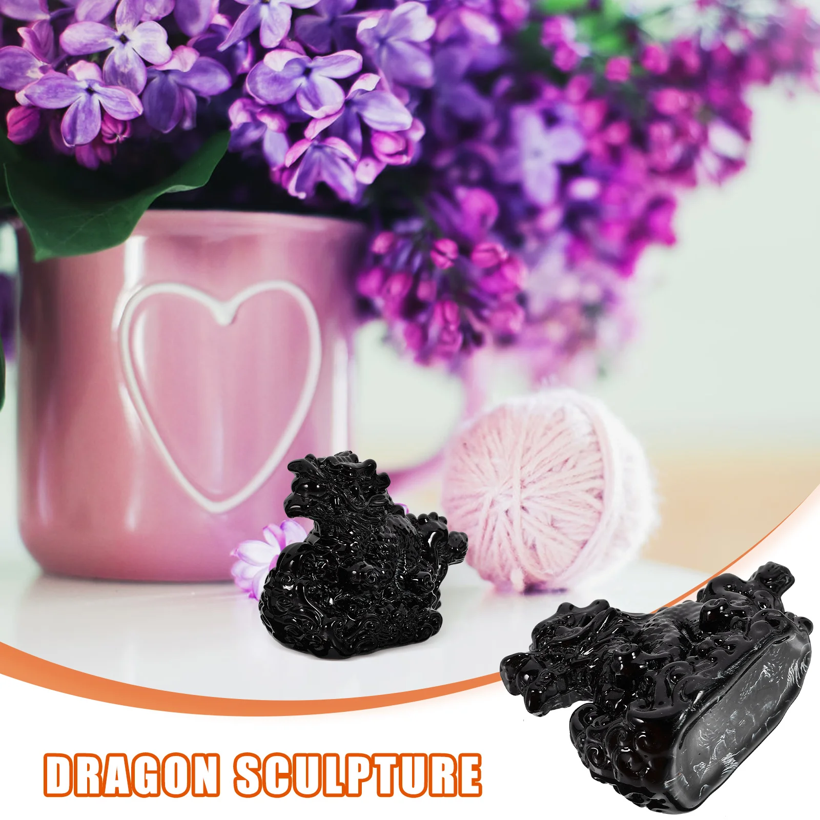 

Black 6cm Dragon Figurine Safe Material Non Crack Flat Bottom Birthday Weddings Desk Decor Glass Crafts Mini Statue Home