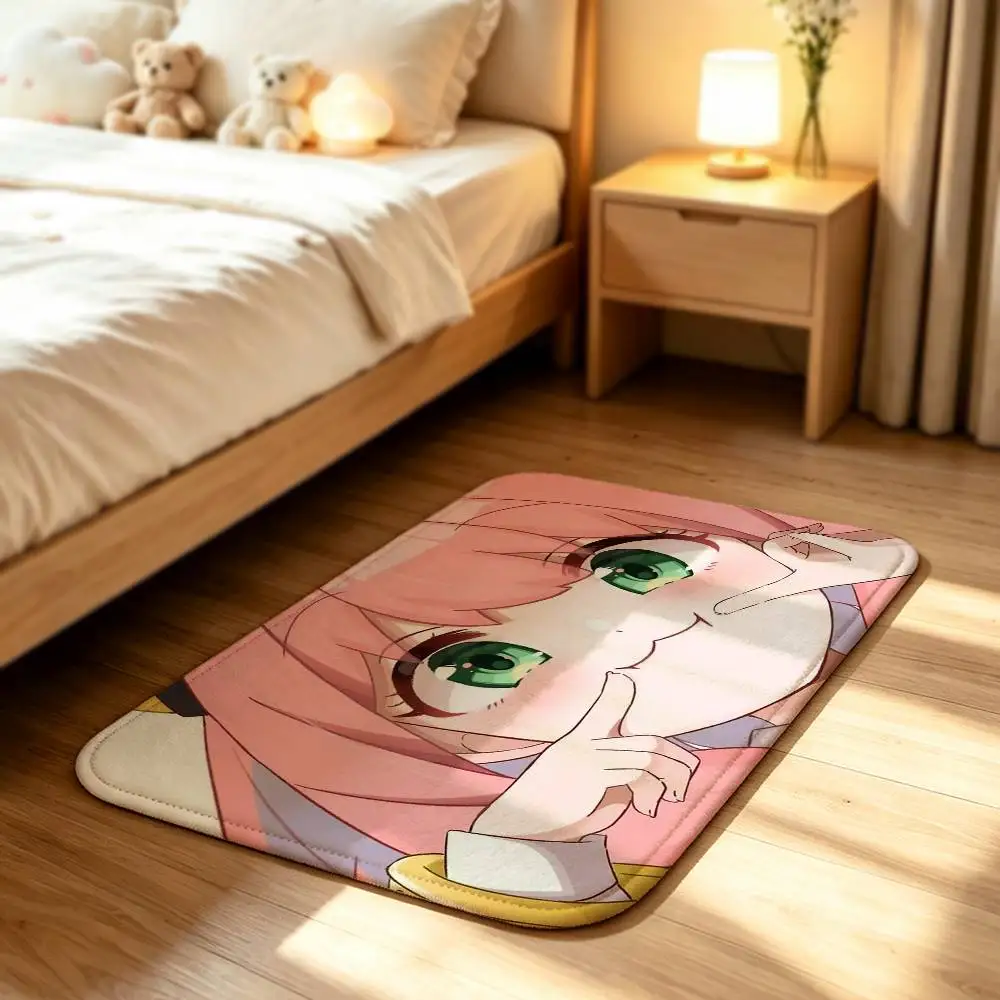 Cute S-Spy-Family Anime A-Anya Anti‑Slip Floor Mat Short Plush Rug mat Soft Comfortable Machine Washable Home Decor