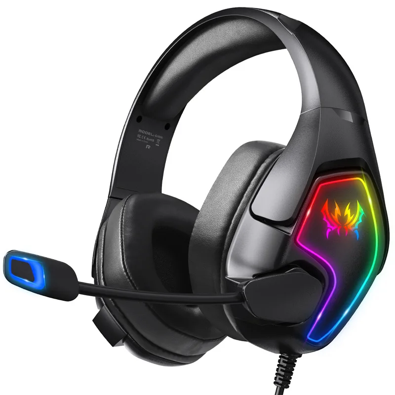 Kotion Each G3000 Gaming Headphone 3,5mm, fone de ouvido com luz RGB, microfone com cancelamento de ruído, som estéreo para PC, PS5, PS4