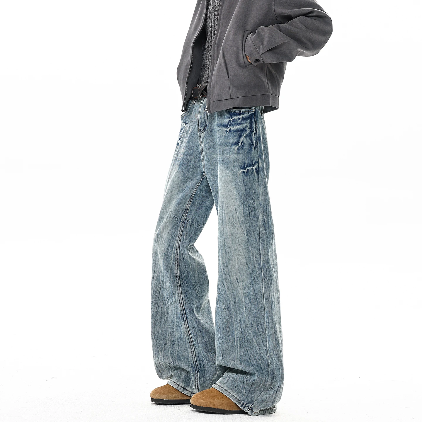 

Men's Trendy Jeans Fashionable Extra Long Option Streetwear Ripped Flared Casual Pants Streetwear Commute Urban Wear Trousers