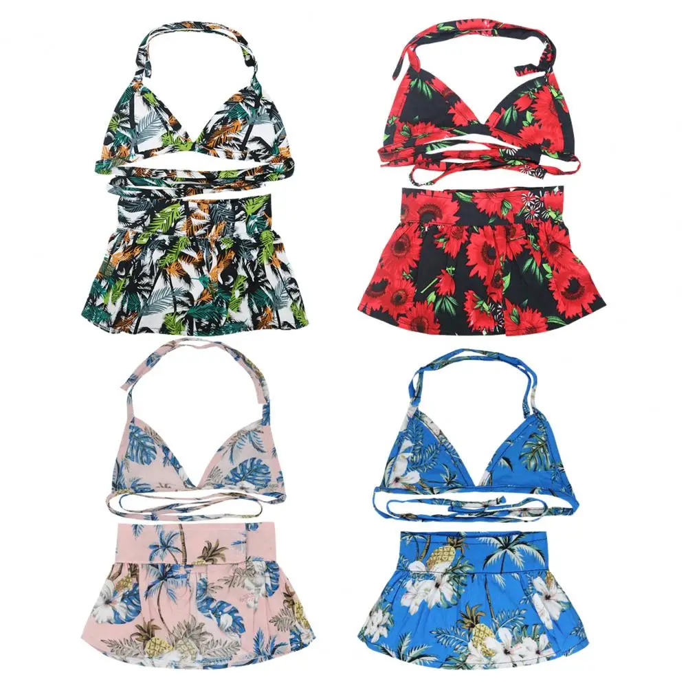 

1 Set Pet Swimsuit Fastener Tape Pet Bikini Floral Print Dog Cat Summer Beach Skirt Beach Party disfraz perro XS-L