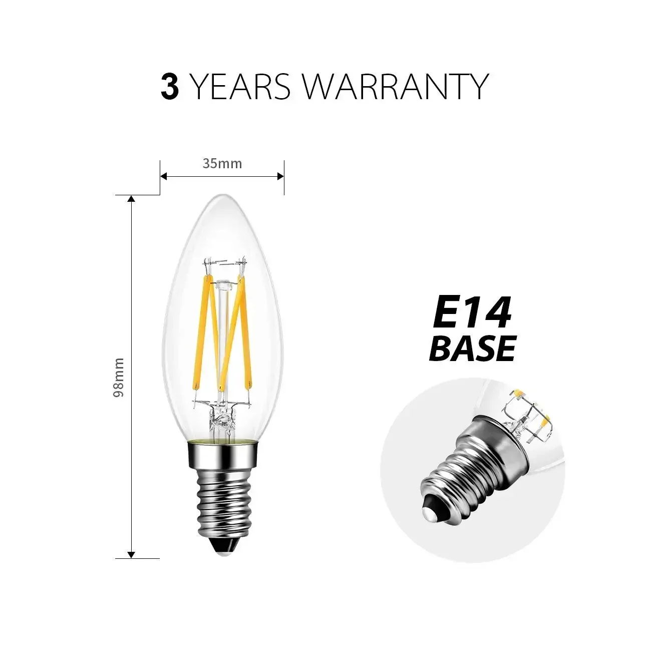 Melery E14 LED Candelabra Light Bulb 4W Lamp Filament 40W Replacement 2700K Warm/Cold White Matt 400lm Antique Candle Shape 6Pcs