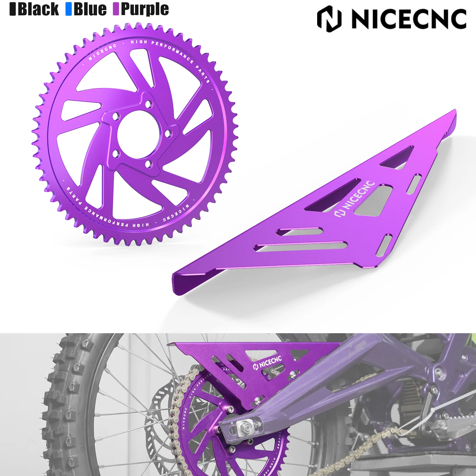 

For Surron Light Bee X S L1E NICECNC Electric Dirt Bike 58T Rear Sprockets Chain Guard Cover Protector Kit For Segway X160 X260