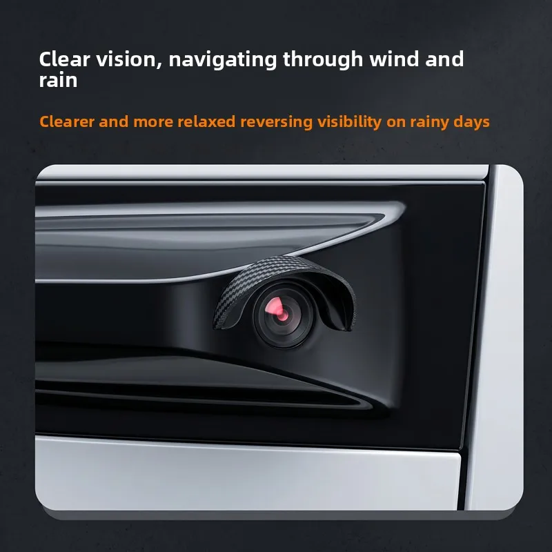 New Carbon Fiber Car Camera Rain Cover Soft PVC Waterproof Anti-Glare Reversing Camera Visor Shield Non-Destructive Installation