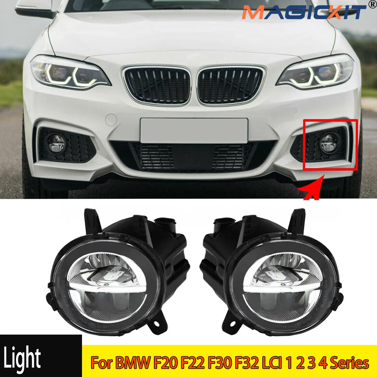 Pair Left+Right LED Fog Lights Lamp For BMW F20 F22 F30 F32 LCI 1 2 3 4 Series