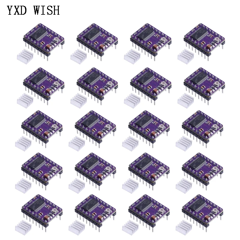 

100pcs A4988 DRV8825 Stepper Motor Driver Control Board With Heat Sink Motor Driver Extension Shield Module Stepper Motor Board