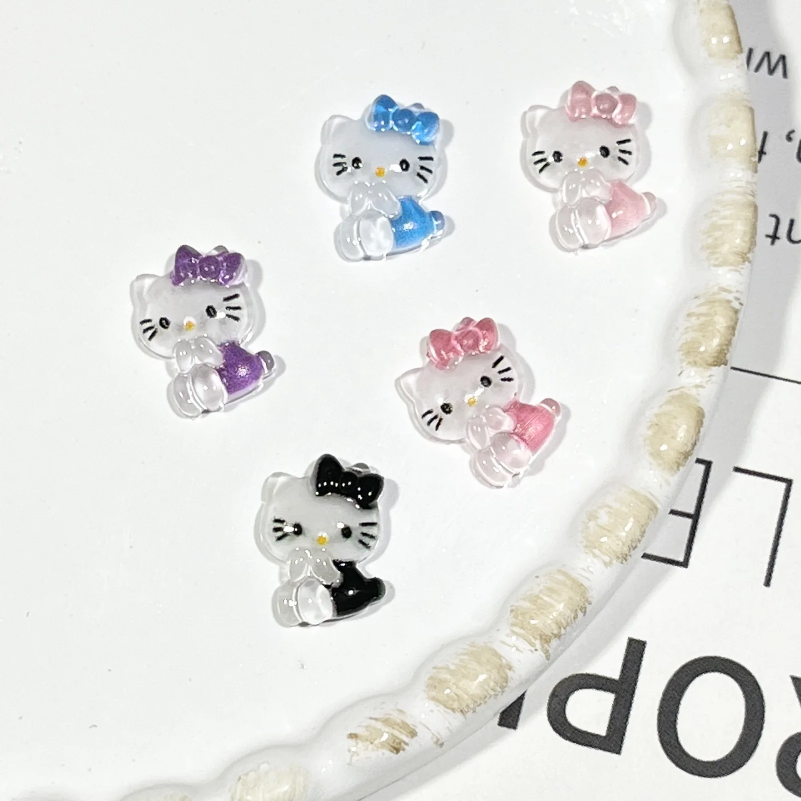 20pcs miniso colorful kt cartoon nail charms for diy nail making kawaii cute resin nail art decoreation