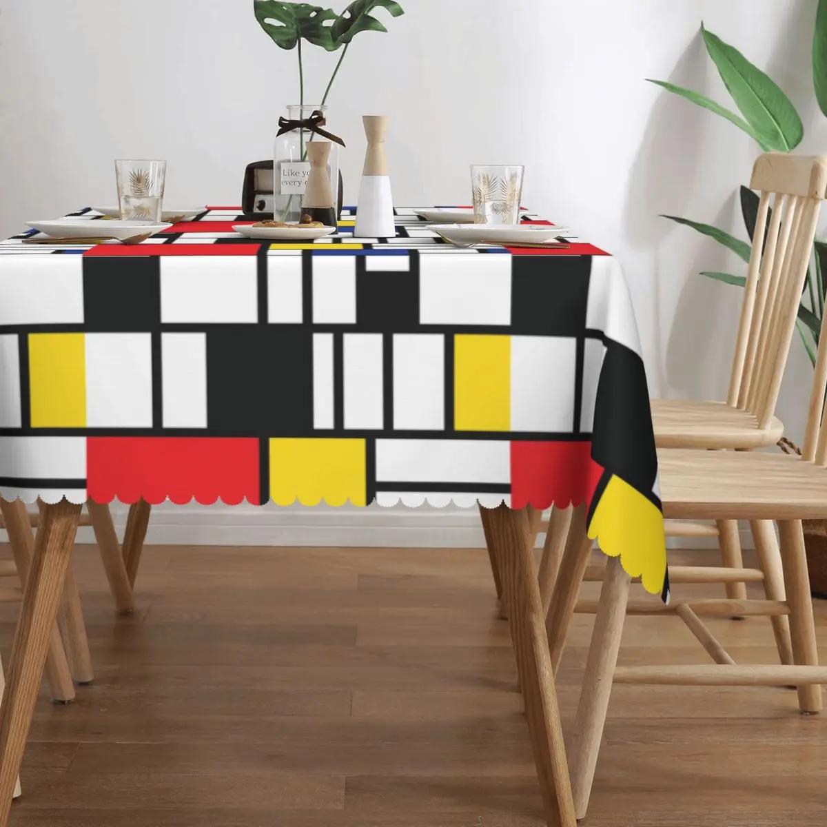 Piet Mondrian De Stijl Tablecloth Rectangular Waterproof Abstract Art Colorful Table Cover Cloth for Dining Room