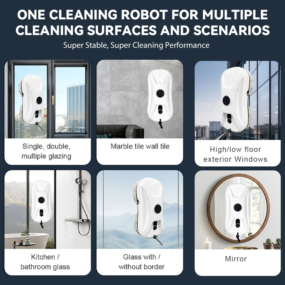 2700Pa Haushalts-Roboterstaubsauger Fensterreinigungsroboter Elektrischer Glasreiniger mit Automatischer Wassersprühfunktion und Fernbedienung für Zuhause – Detail 4