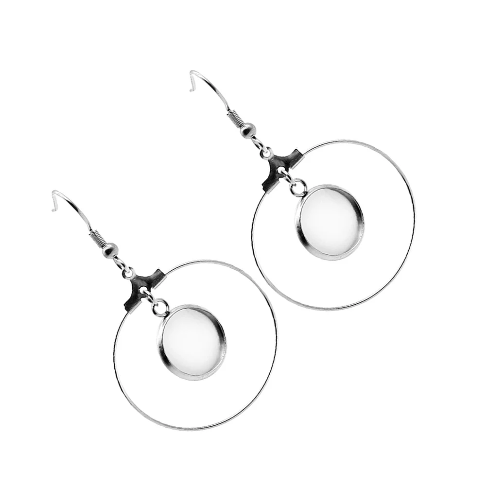 

20 PCS Metal Earring Holder Sterling Silver Earrings Frames Jewelry Making Blank Stainless Steel Bezel