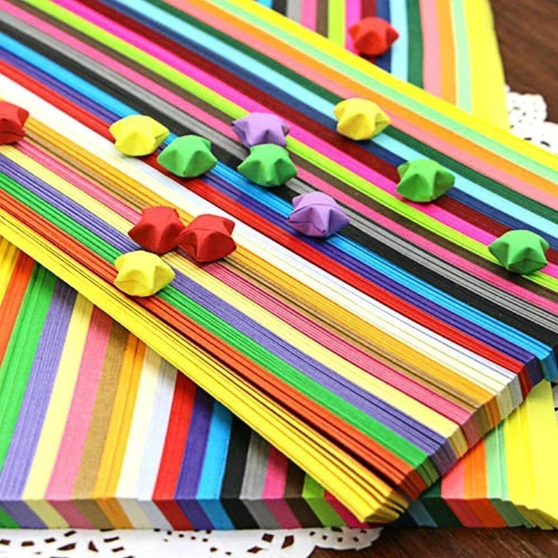 540 Origami Stars Papers Double Sided Lucky Colorful Origami Star Paper Strip Decorate Folding Paper for Handmade Arts Crafting