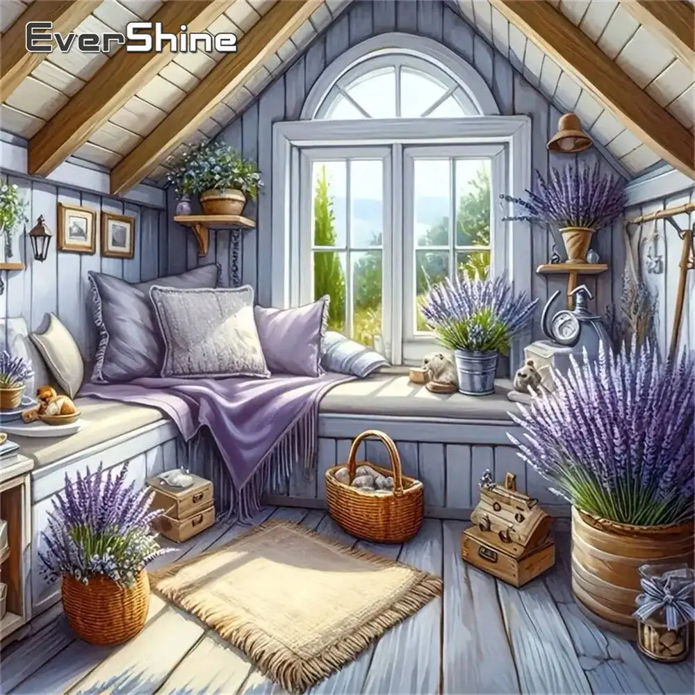 Evershine Diamond Painting House Landscape DIY Suitable For Beginners Flower Mosaic Window New Arrival Handmade Hobby
