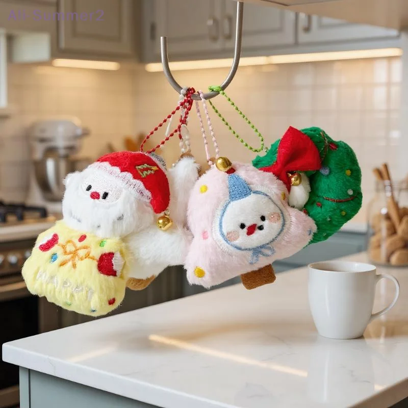 Kawaii Cartoon Plush Santa Claus Christmas Tree Keychain Lovely Christmas Stuffed Doll Toys Backpack Pendant Accessories Gifts