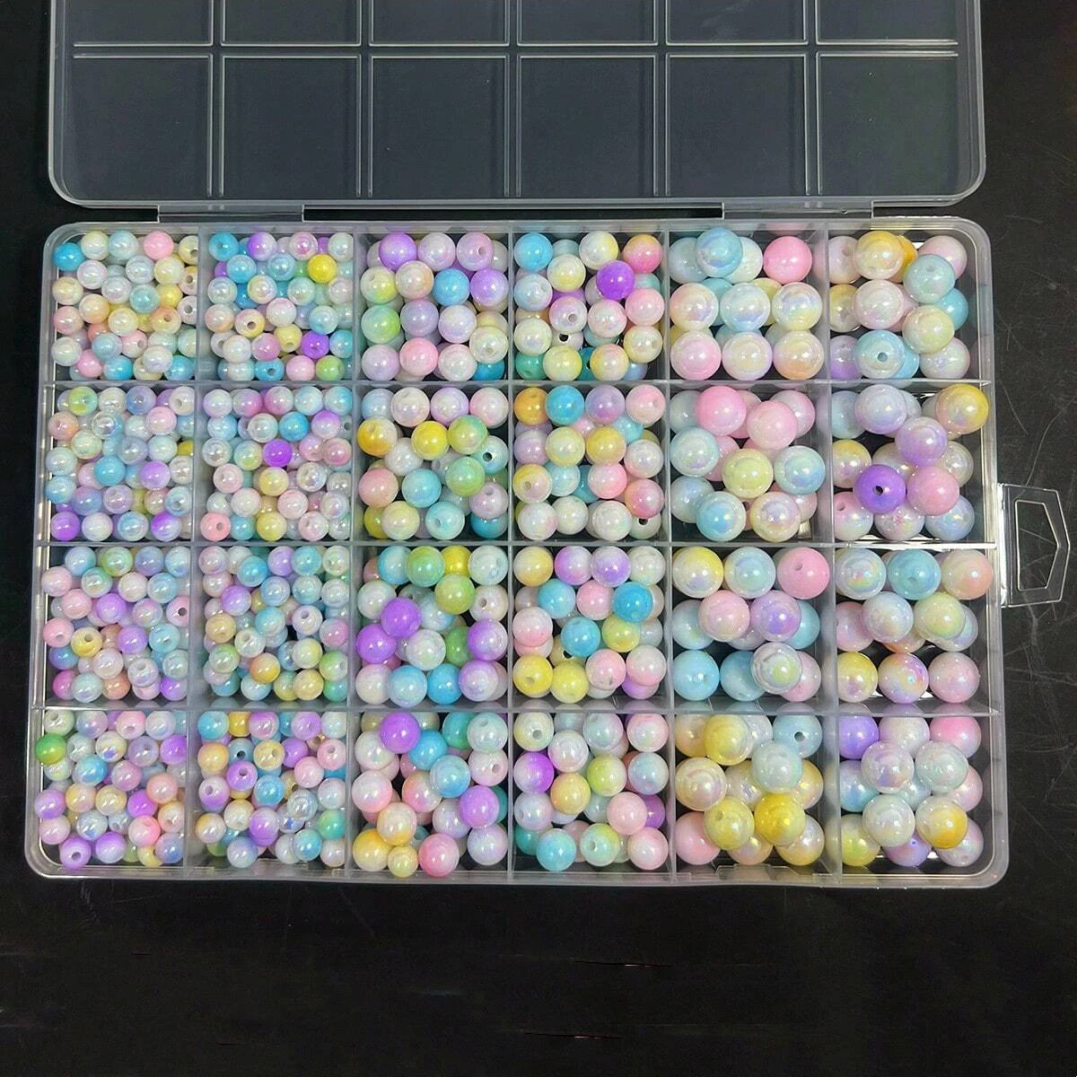800pcs/24 Grid Set Box 6mm/8mm/10mm Cute and Beautiful Two Tone Mermaid for DIY Jewelry Bracelets Accessories