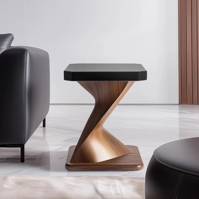 

minimalist art creative solid wood edge few living room sofa small coffee table high-end square bedside table corner few