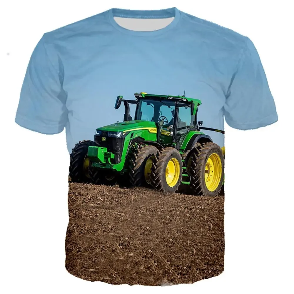 New Trend 3D Print Car Tractor Kids T Shirt Summer Fashion Cartoon Casual T-shirt Boy Girl Unisex Children's Clothing Tshirt Top