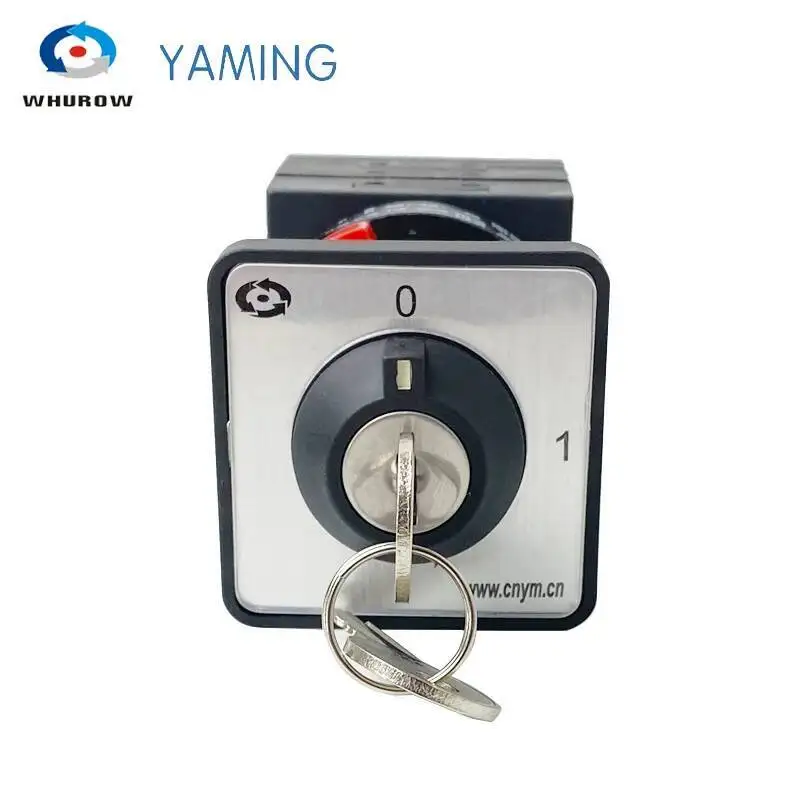 Yaming Electric Rotary Changeover Cam Switch 20A 2 Position 0-1 On-off Three Phases With Key 690V 20A LW42 YMW42-20YS3/3S