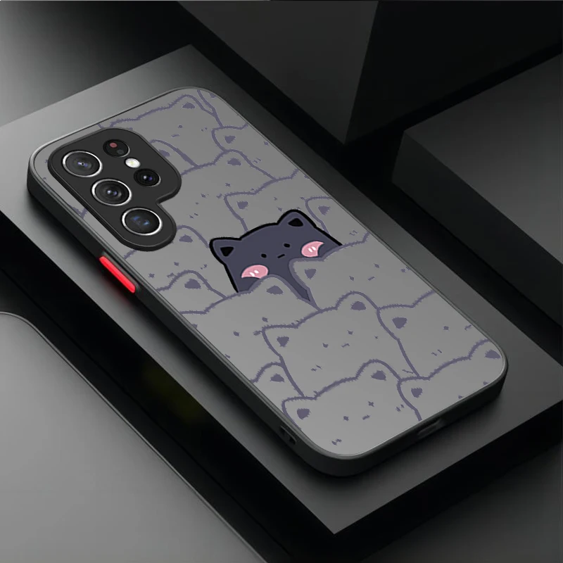 حافظة جميلة على شكل قطة جرافيتي لهاتف سامسونج جالاكسي S25 Ultra S24 S23 Plus S22 S21 FE A04S A56 A36 A26 A16 A06 A55 A35 A25 A15 5G Funda #5