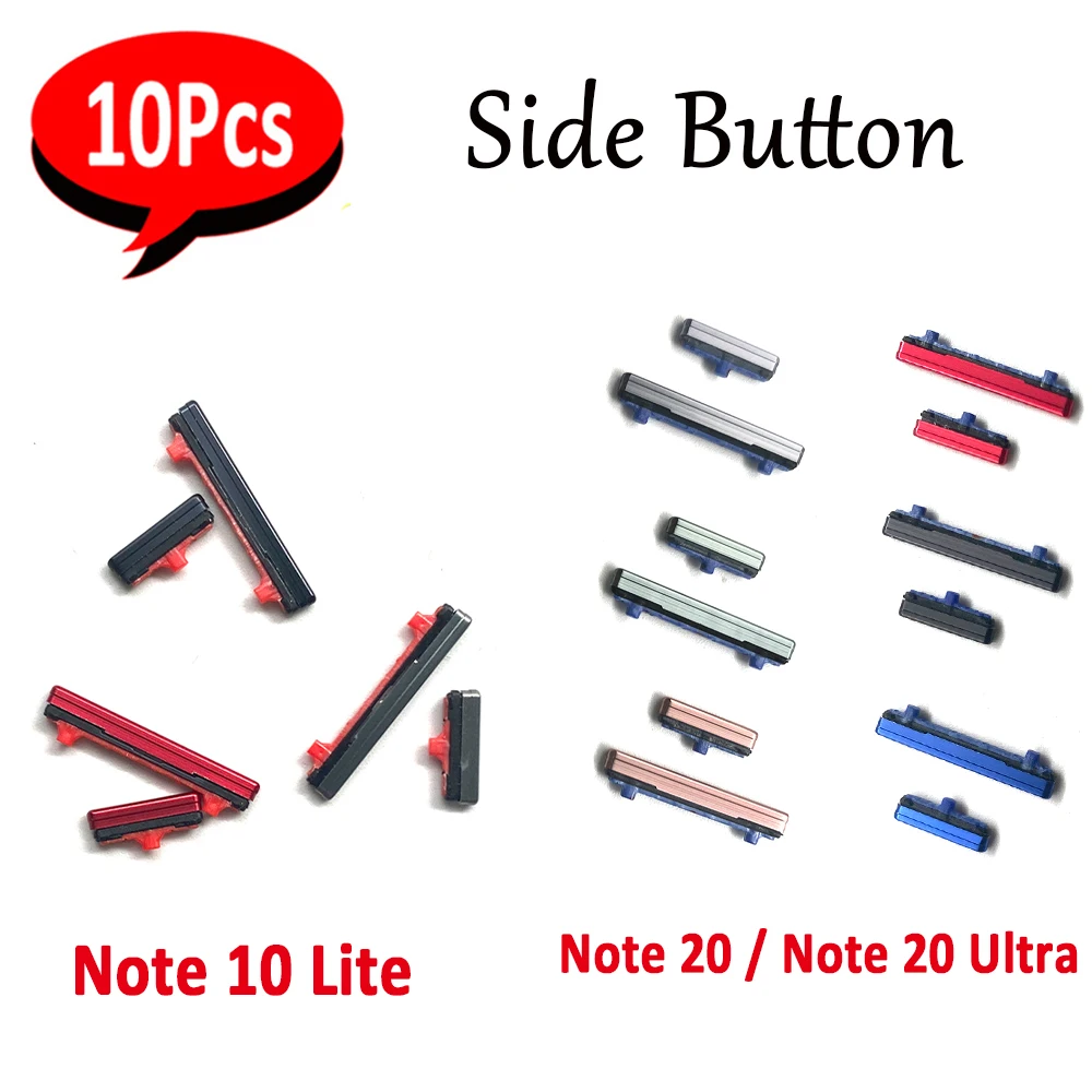 10Pcs， NEW Side Button Keys Power and Volume Buttons Replacement Part For Samsung Note 10 Lite / Note 20 Ultra