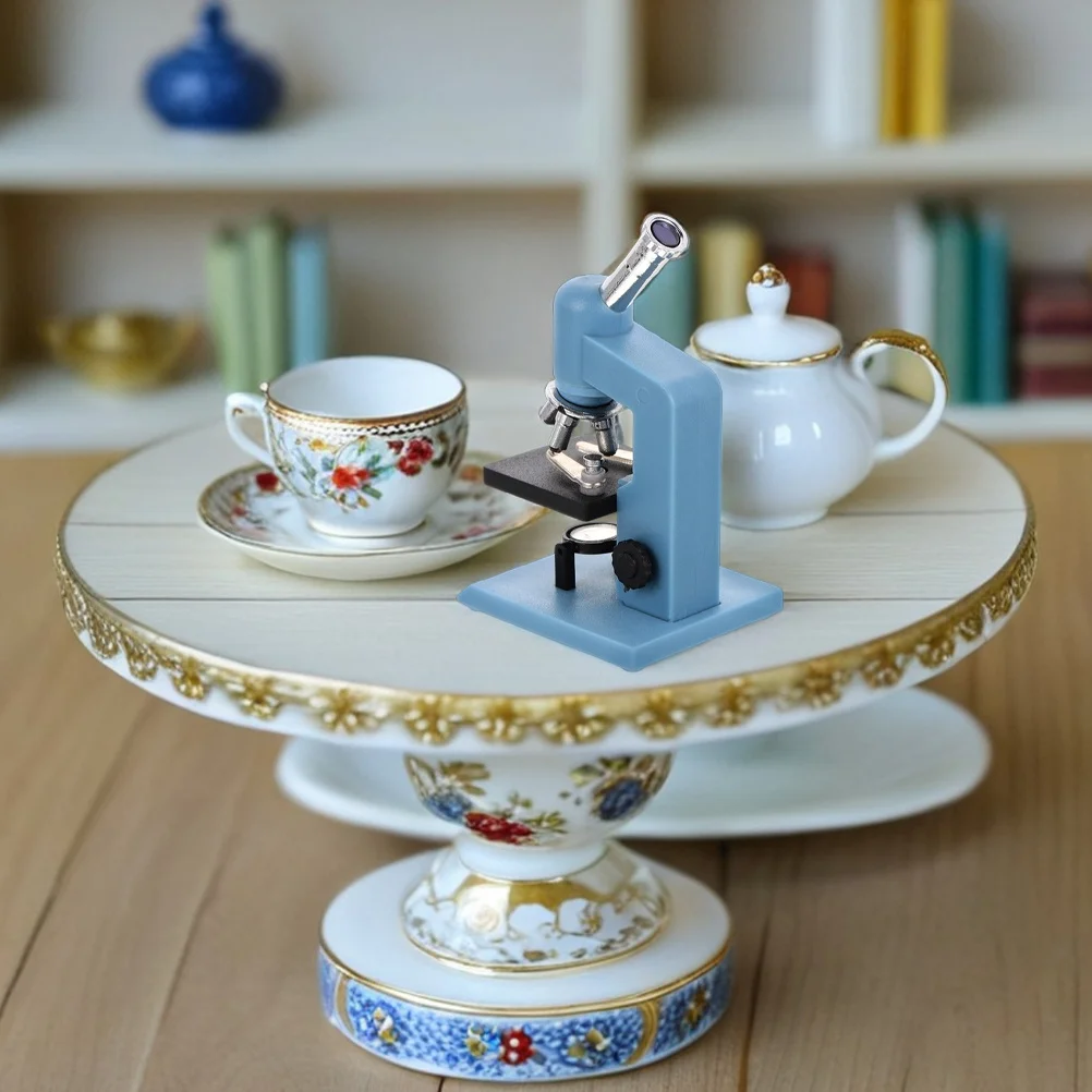 

2Pcs Miniature Microscope 1:12 Scale Blue Plastic Pocket Sized for Dollhouse Science Kit DIY Micro Landscape Ornament Realistic