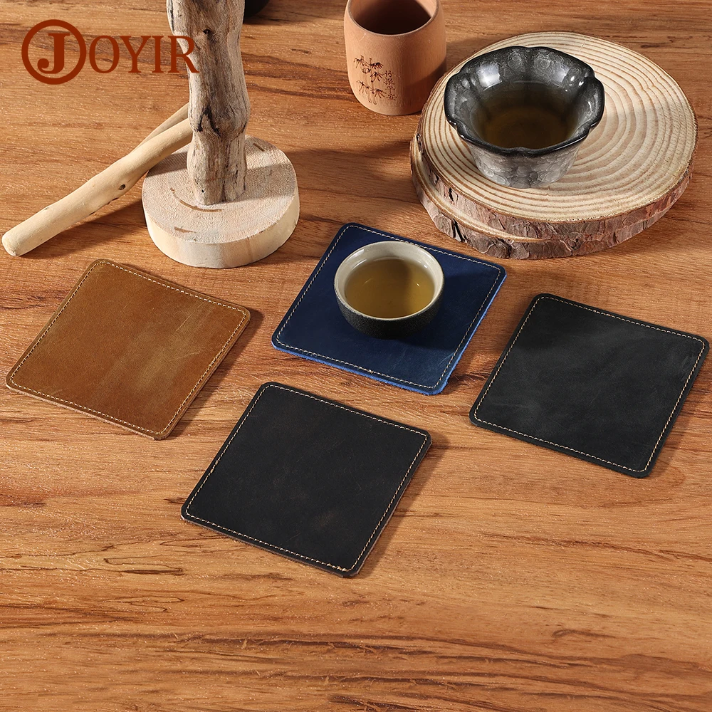 

JOYIR Genuine Leather Coaster Tables Tableware Plates Cup Pads Decoration Kitchen Accessories