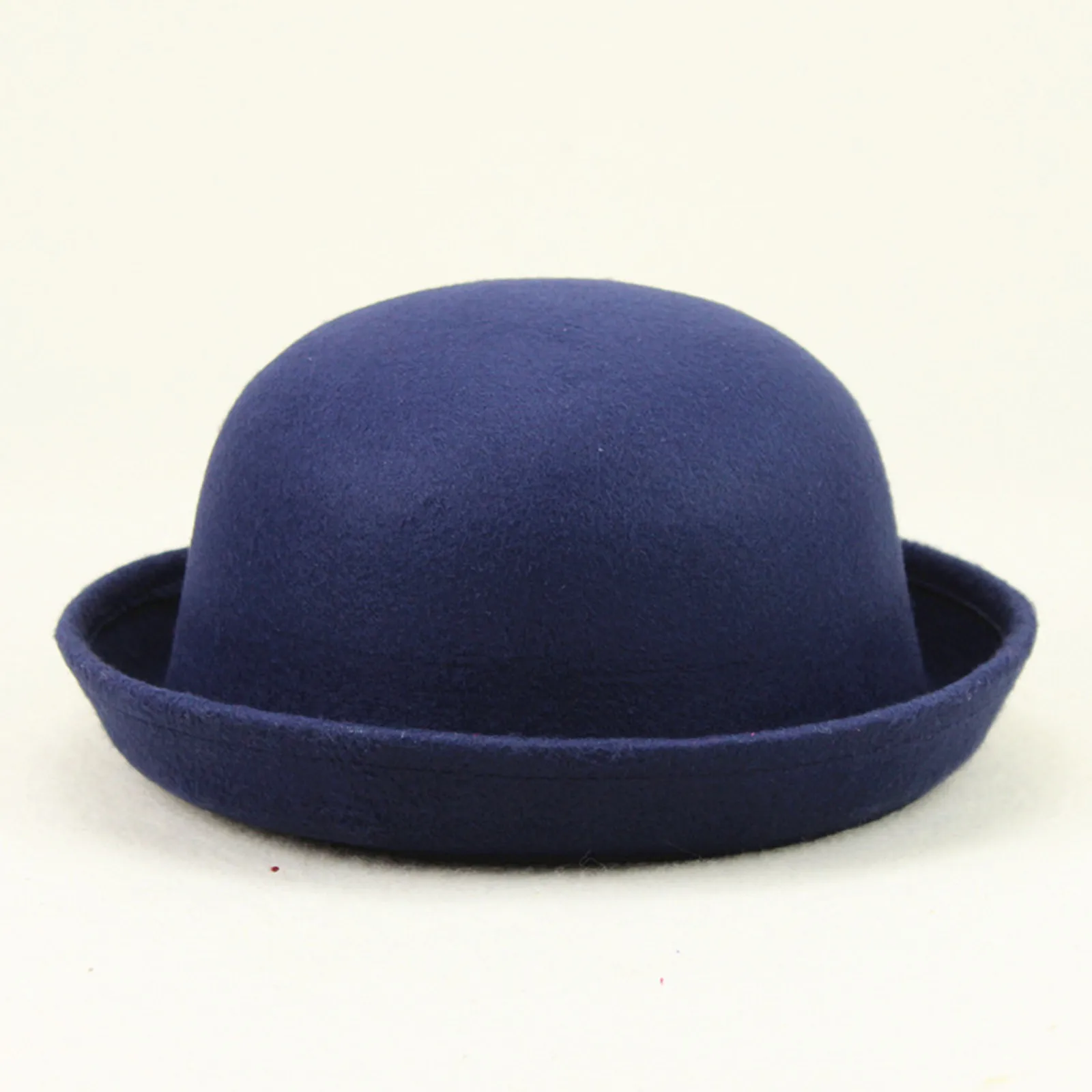 Elegant Adults Solid Hat Roll Up Brim Panama Bowler Hat Bucket Hat Mens Womens Classic Wool Round Bowler Hats Cap Sun Hat Unisex