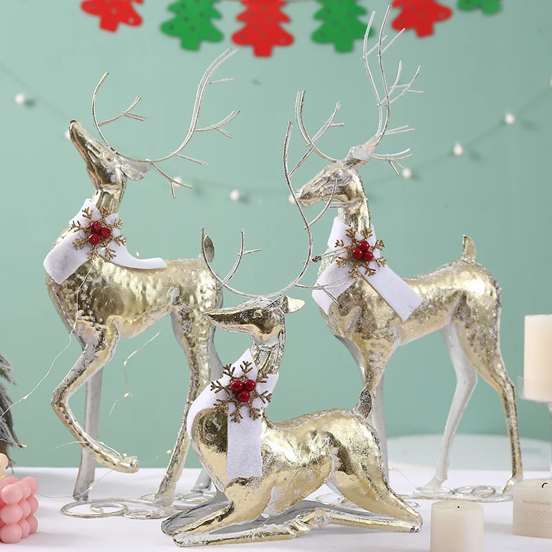 

Christmas retro wrought iron Christmas elk decoration desktop decoration Nordic reindeer shopping mall window scene decorations