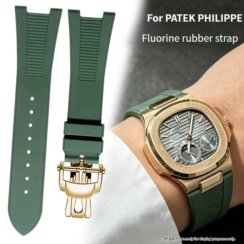 Fluorine rubber strap for original PATEK PHILIPPE NAUTILUS 5711 5712R 5726 5980 5811 5990 with concave steel head FKM watchband