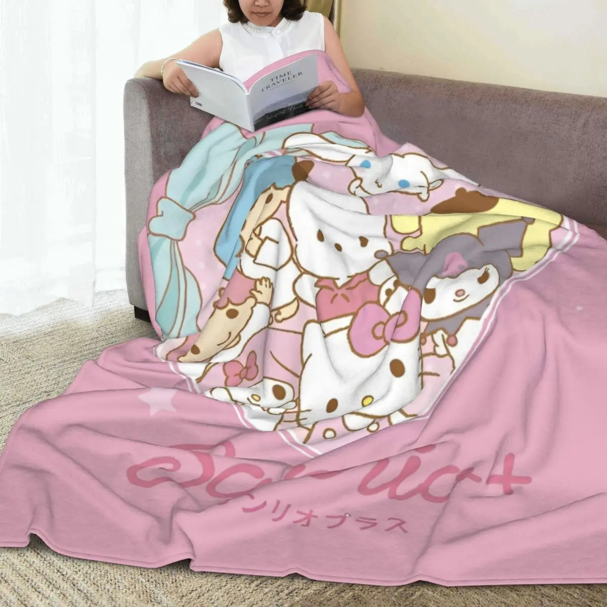 Sanrio Cinnamoroll Blanket Warm Soft Novelty Plush Throw Blanket For Outdoor Travel Flannel Bedspread Bed Cover