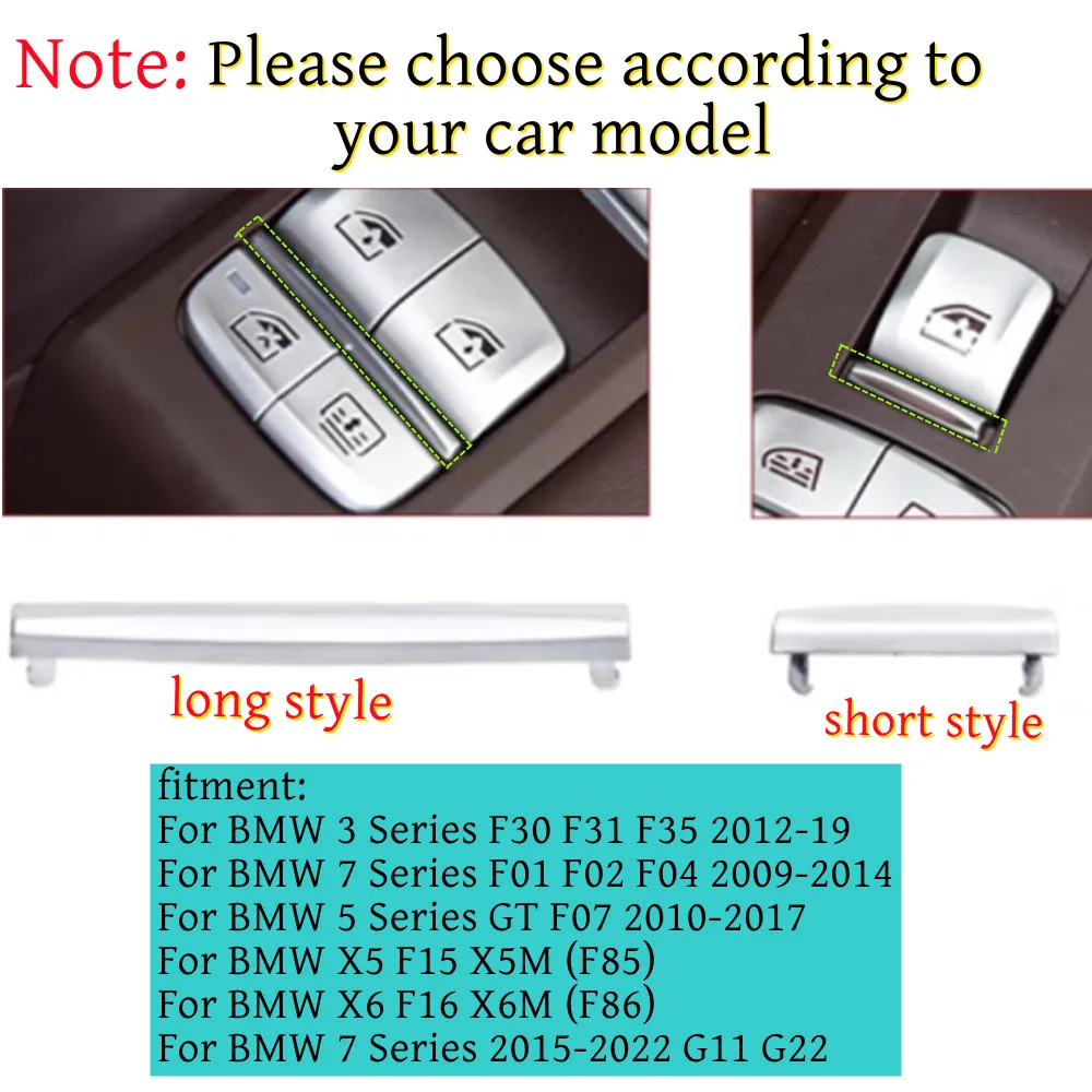 Car Window Glass Lift Button Switch Cover Plated Strips For BMW 3 7 Series 5GT X5 X6 X5M X6M F30 F31 F01 F07 F15 F16 F85 G11