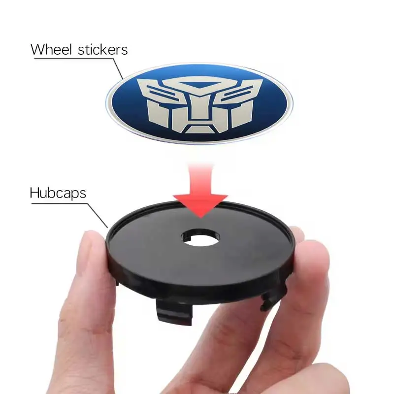 4Pcs Car Transformers Emblem Hub Center Cover Wheel Sticker for Ford Mustang Mercedes Benz Volkswagen golf BMW audi Tesla FIAT