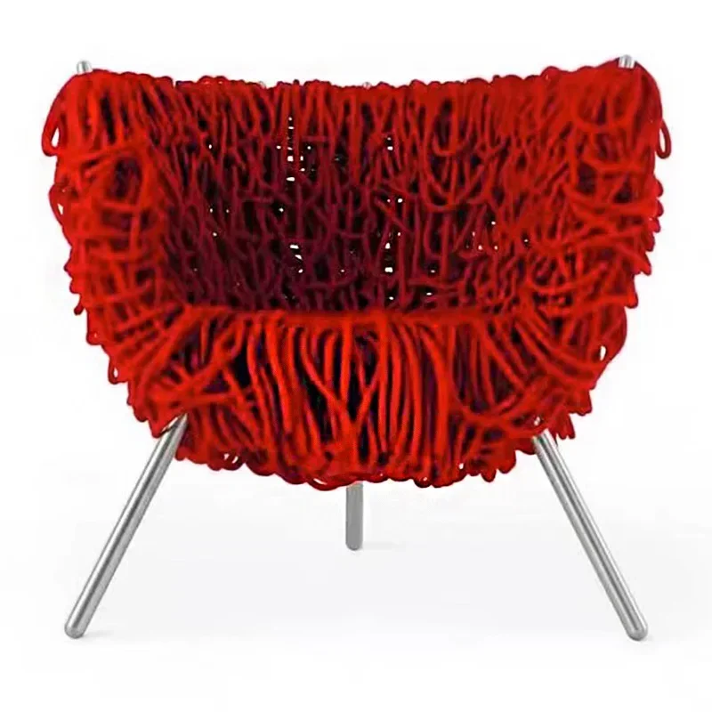 

Designer single chair Internet celebrity light luxury creative woven armrest living room retro leisure chair