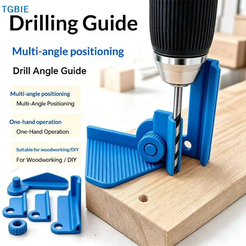 5-Angle Adjustable Drill Guide 0°30°45°60°90° Precision Positioning Drill Jig 3 Length Replaceable Portable Woodworking DIY Tool